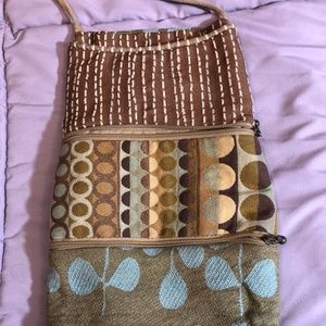 Tall woven over the shoulder purse